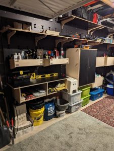 Storage Baskets are a great way to clear the garage clutter